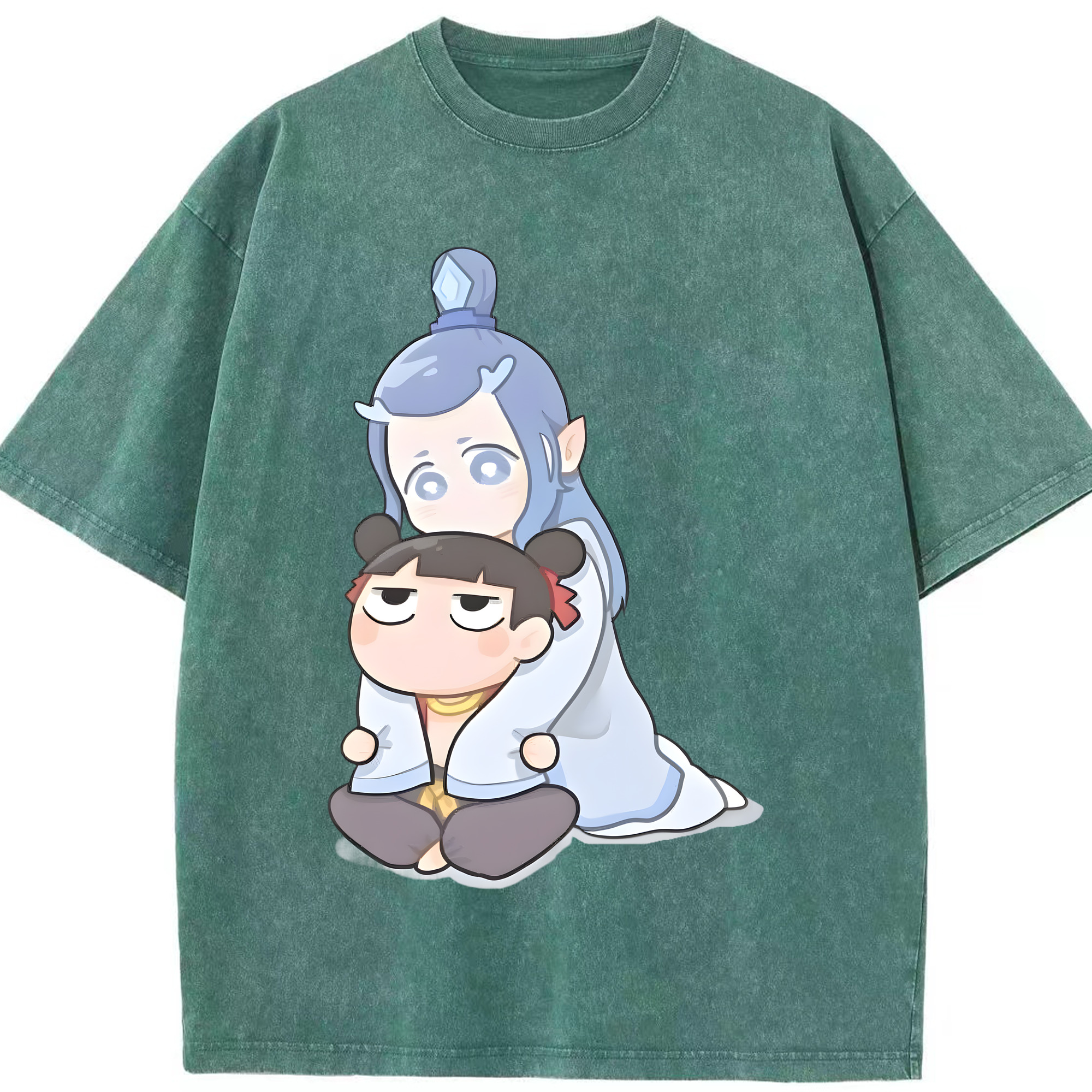 （画像用） Ne Zha 2 ナタ 魔童の大暴れ 綿100% ヴィンテージ風 半袖Tシャツ（フロントプリント）